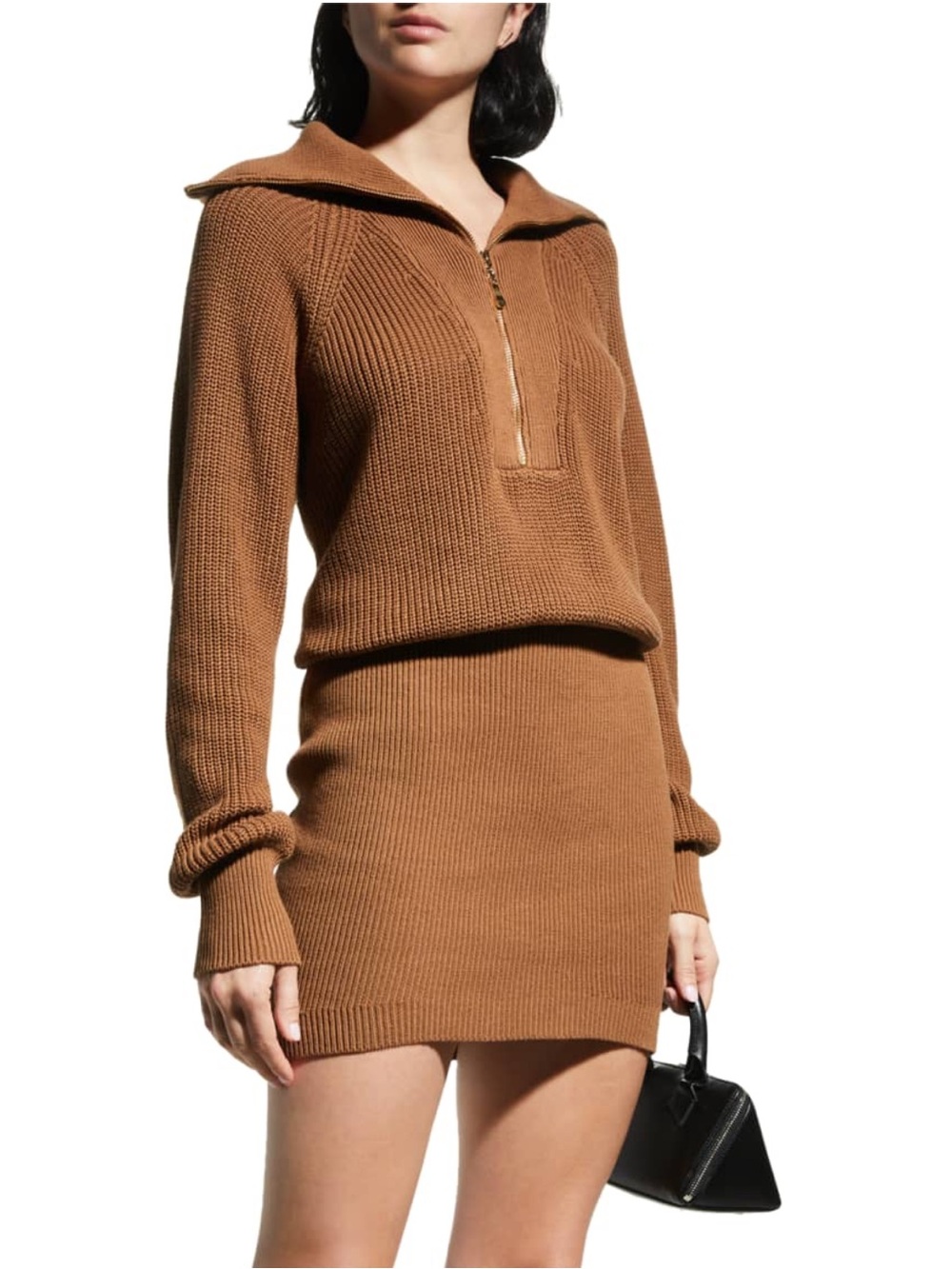 SER.O.YA Carly Ribbed Half-Zip Mini Sweater Dress